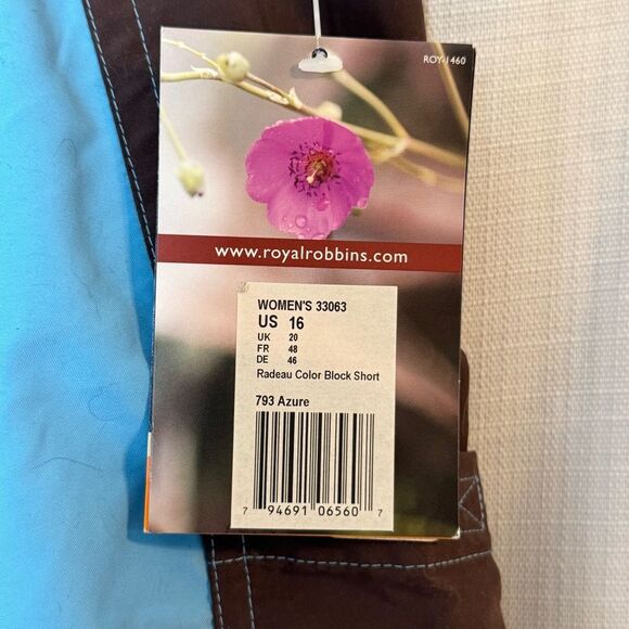 Royal Robbins Radeau Azure Blue Brown Color Block Shorts Quick-Drying 16 NWT - Picture 3 of 7